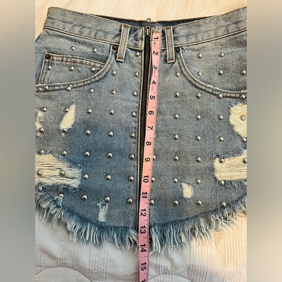 Carmar Los Angeles Belinda Rhinestone Mini jeans Skirt Size 26 - Picture 8 of 13